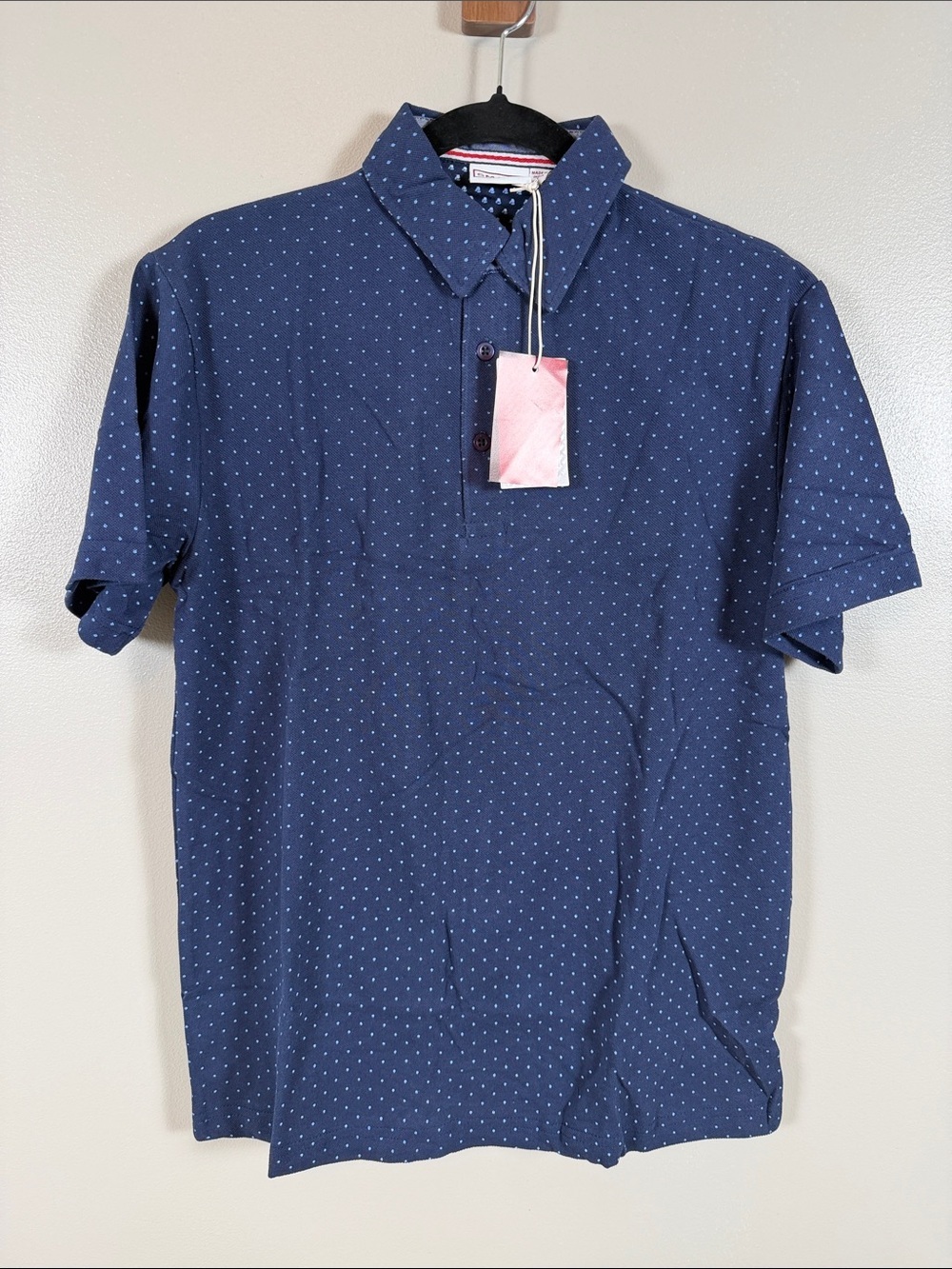 Men's Navy Micro Dot Polo - Short Sleeve Casual Polo